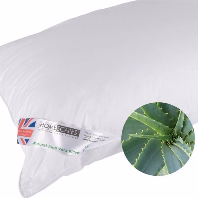 Homescapes Aloe Vera Hypoallergenic Microfibre Pillow, White, 48 x 74 cm