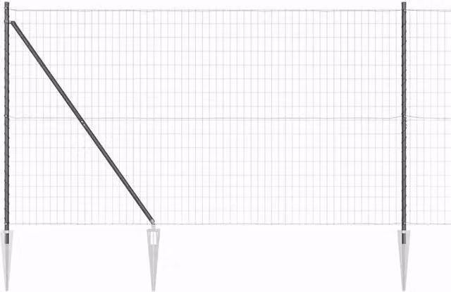 Berkfield Home Euro Fence Grey Galvanised Steel with 7 Spike Posts, W: 10 m, H: 1.6 m – 1