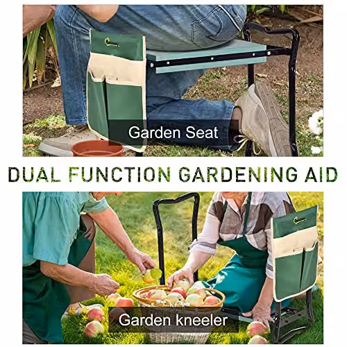 Outsunny 2 in 1 Garden Kneeler Seat with Tool Bag, Green – 4