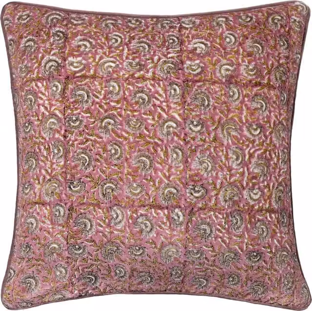 Chedworth Piped Velvet Cushion in Purple and Pink Polyester and Cotton