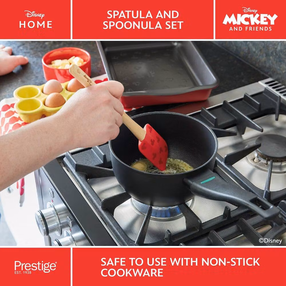 Prestige Disney Bake with Mickey Kitchen Utensils Set in Red with Silicone Spatulas, Rolling Pin and Cookie Cutters – 4