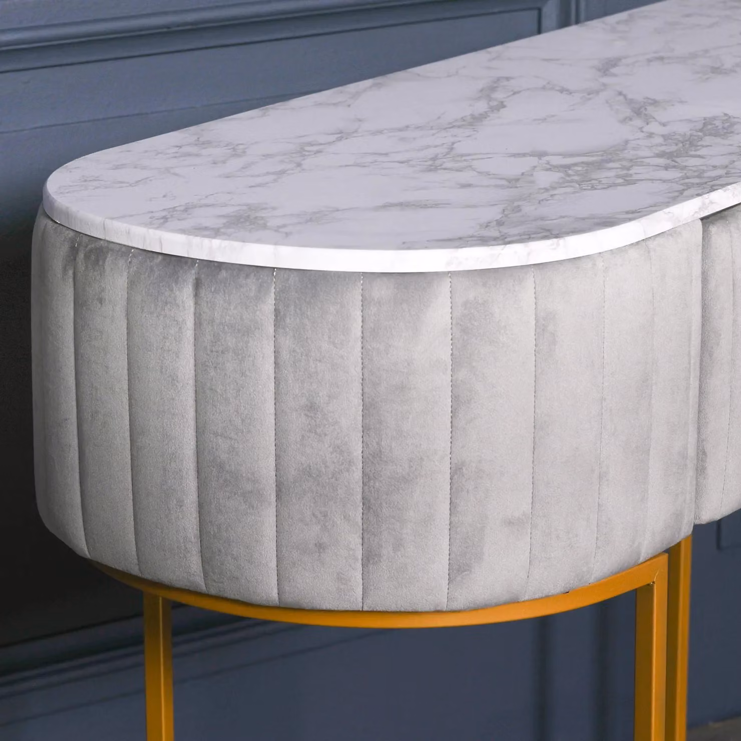 Glasstone Grey Upholstered Dressing Table W/D/H: 121 x 41 x 75 cm – 2