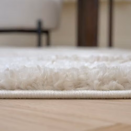 THE RUGS Soft Shaggy Round Area Rug in Light Beige with Modern Animal Print Design, Diameter: 120 cm – 2