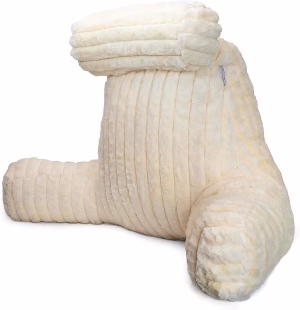 Aamira Contoured Wedge Reading Pillow with Refillable Shredded Memory Foam and Faux Fur Cover