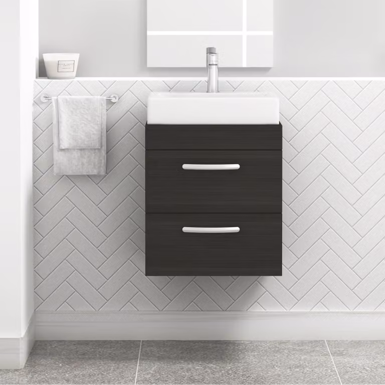 Royal Bathrooms Turin Wall Hung Vanity Unit with 2 Drawers, Hale Black Matt