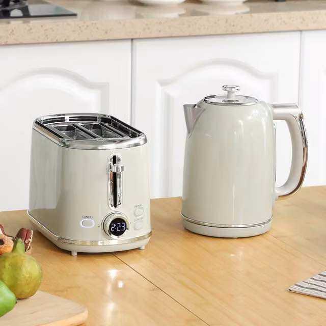 HOMCOM Rapid Boil Kettle and Toaster Set, 1.7L, Grey