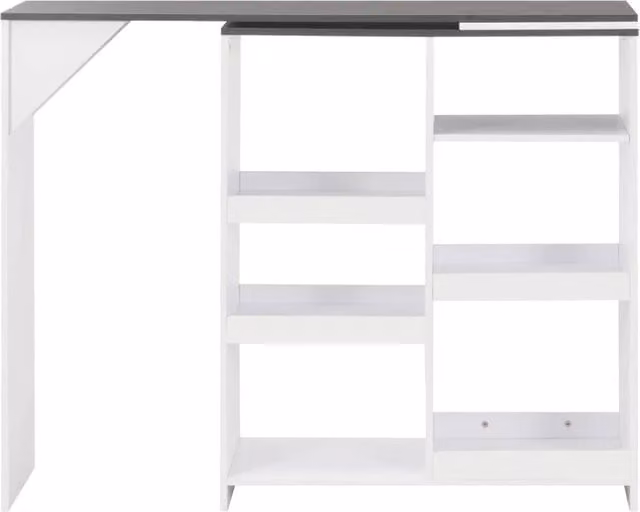 Berkfield Home Bar Table with Moveable Shelf in White, W/D/H: 138 x 39 x 110 cm