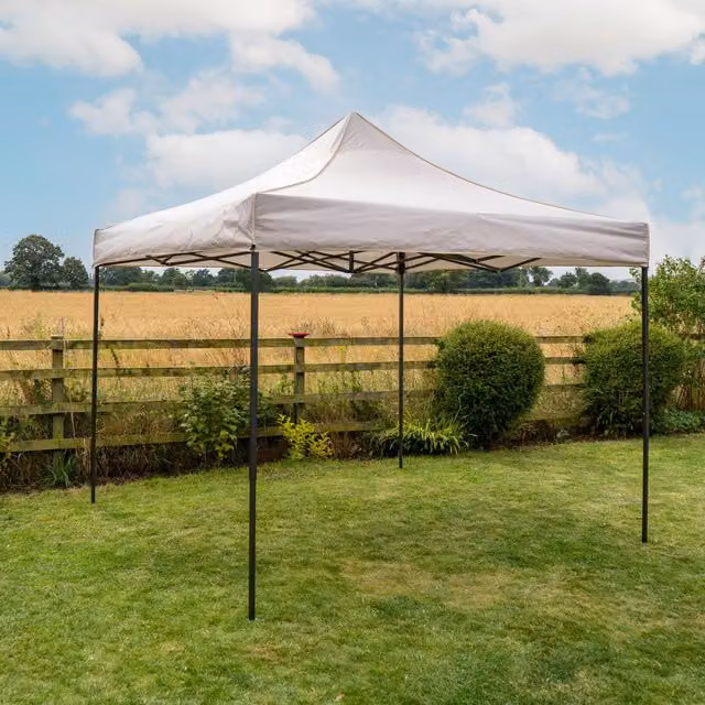 Jack Stonehouse Pop Up Outdoor Shelter in Beige and White with Steel Frame
