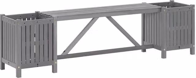 Berkfield Home Garden Bench with 2 Planters in Grey Solid Acacia Wood, Width: 150 cm – 1