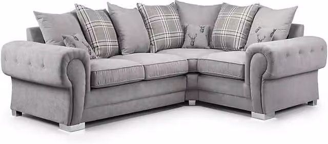 Furniture786ltd Hampton Chenille Right Hand Corner Sofa in Grey