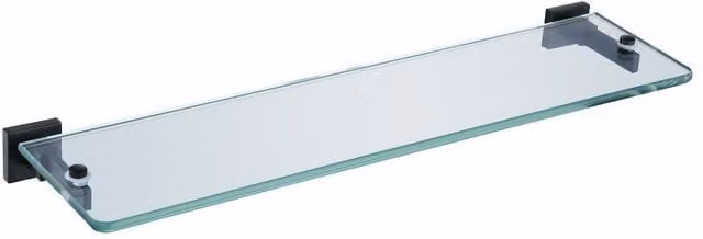 Nes Home Modern Matte Black Glass Wall Mounted Shelf with Brackets