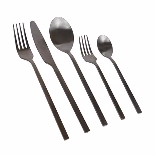 Argon Tableware 40 Piece Matte Black Stainless Steel Cutlery Set for 8 People – 1