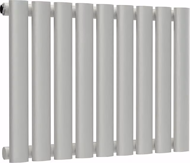 Lux Heat Oval Horizontal Single Wall Mounted Radiator in Dove Grey, W: 54.0 cm, H: 40.0 cm