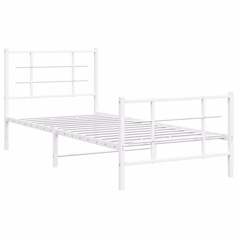 Berkfield Home Metal Bed Frame with Footboard in White, W/D/H: 90 x 190 cm – 3
