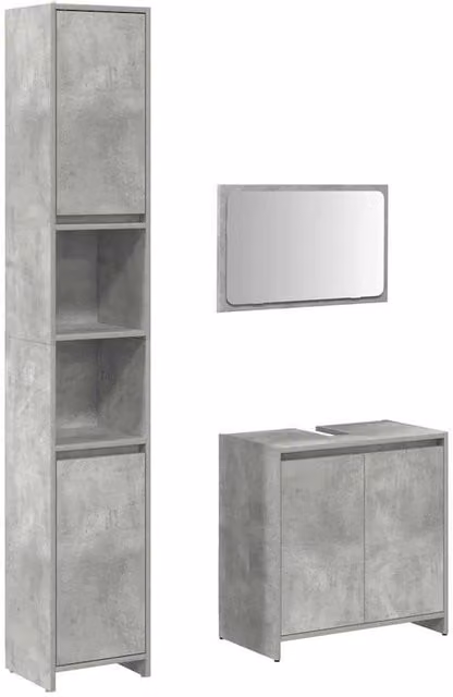 Berkfield Home 3 Piece Modern Bathroom Furniture Set in Matt Concrete Grey