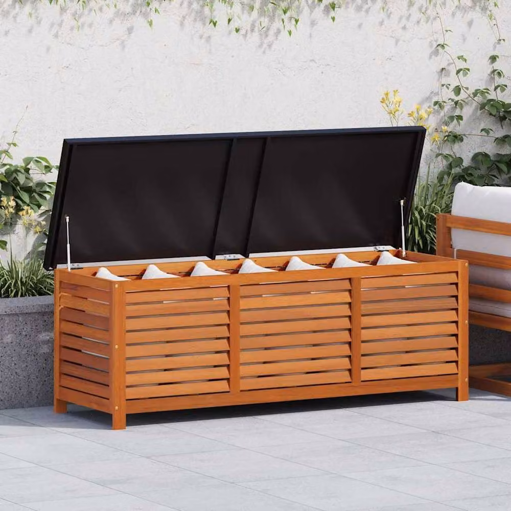 Berkfield Home Garden Storage Box in Brown Solid Oiled Eucalyptus Wood, W/D/H: 150 x 50 x 55 cm – 2