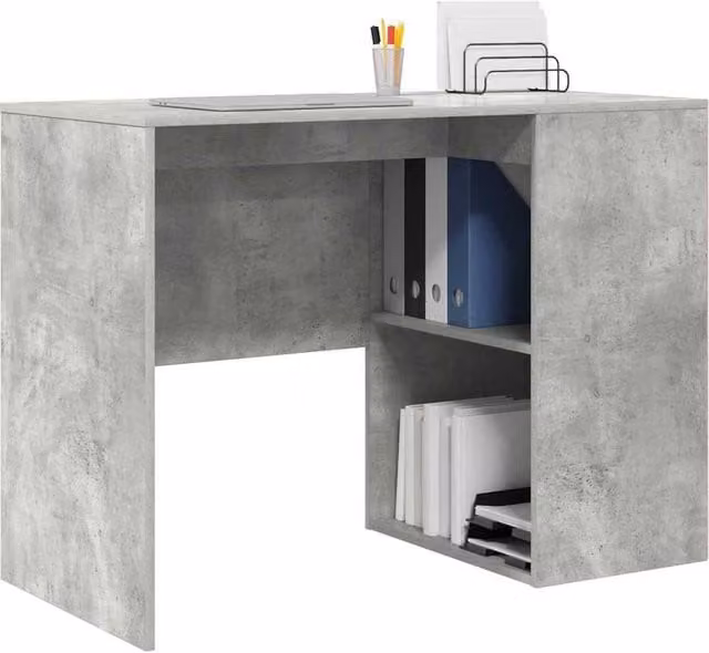 Berkfield Home Modern Writing Desk in Concrete Grey Wood Composite with Compact Storage – 1