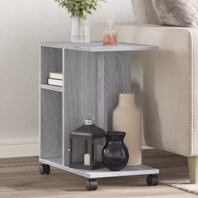 Berkfield Home Grey Sonoma Side Table with Castors, W/D/H: 50 x 30 x 55 cm