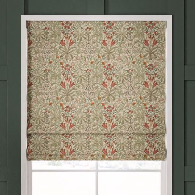 William Morris Woodland Weeds Made To Measure Blackout Roman Blind in Green Floral Fern Design