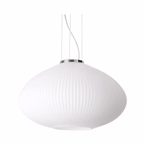 Ideal Lux Plisse Globe Dome Pendant Ceiling Light in Chrome and White, Diameter: 45 cm