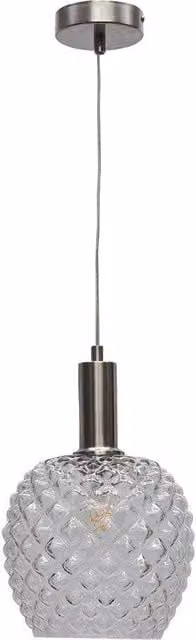 First Choice Lighting Baine Art Deco Pendant Fitting with Transparent Glass and Silver Metal, H 116.5 cm x W 20.5 cm x D 20.5 cm – 1