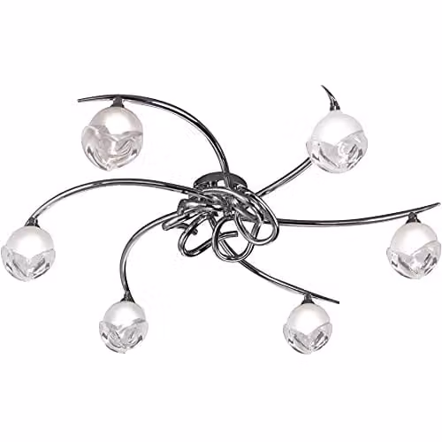 Netlighting Fragma Semi Flush Ceiling Light, 6 x G9, Polished Chrome and Grey – 1