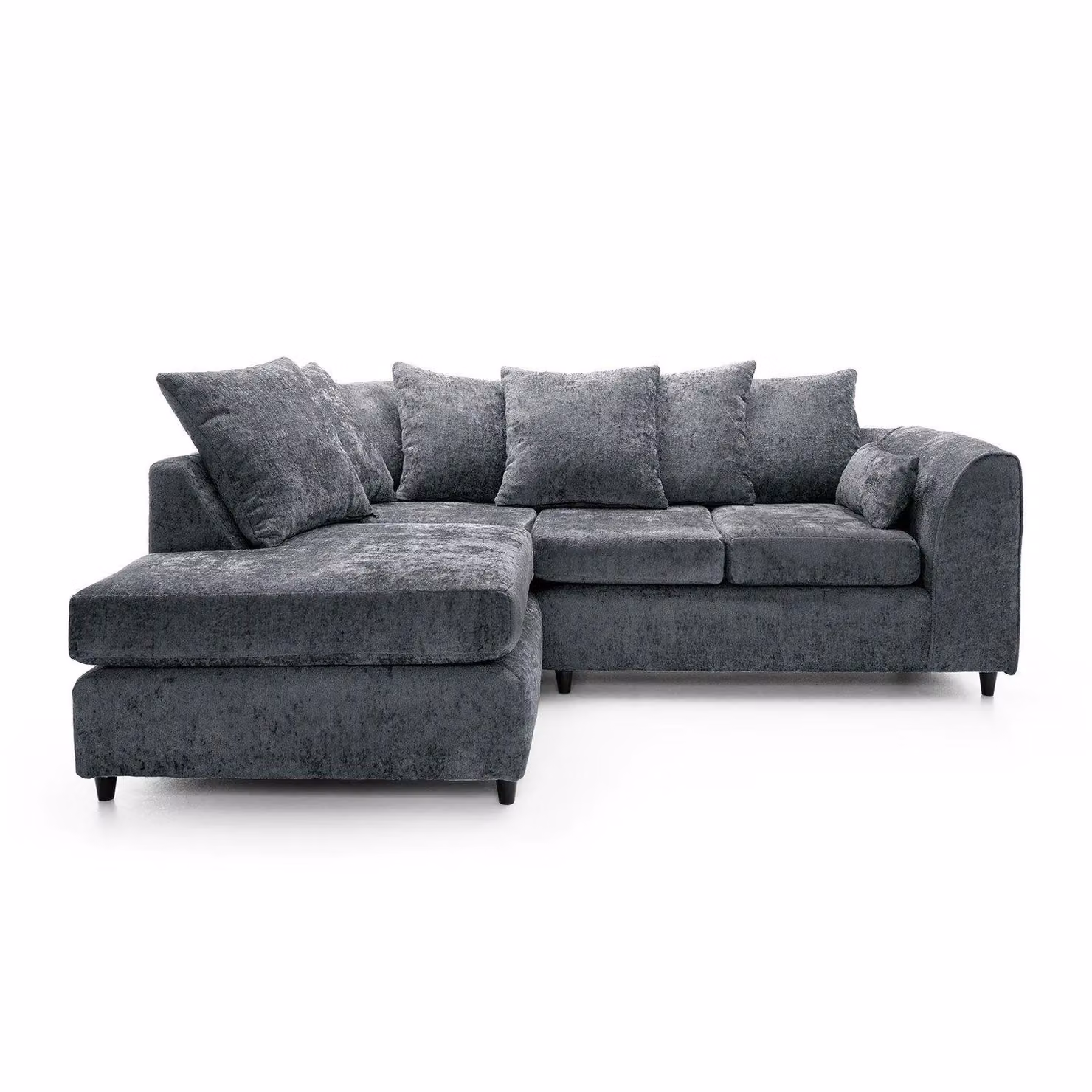 Abakus Direct Harriet Left Facing Corner Sofa in Dark Grey Crushed Chenille – 2