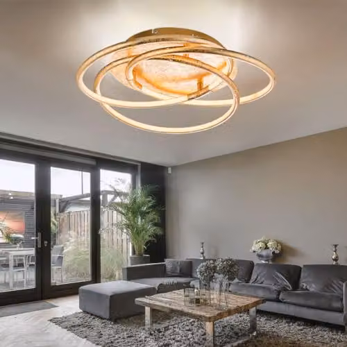 Globo Lighting Barna LED Ceiling Light, Gold/Brass, W: 50 cm, D: 14 cm, H: 14 cm – 3