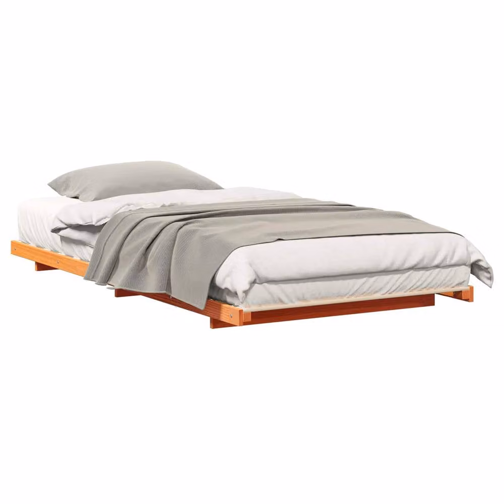 Berkfield Home Solid Pine Wood Bed Frame in Wax Brown, W: 80 cm, L: 210 cm – 2
