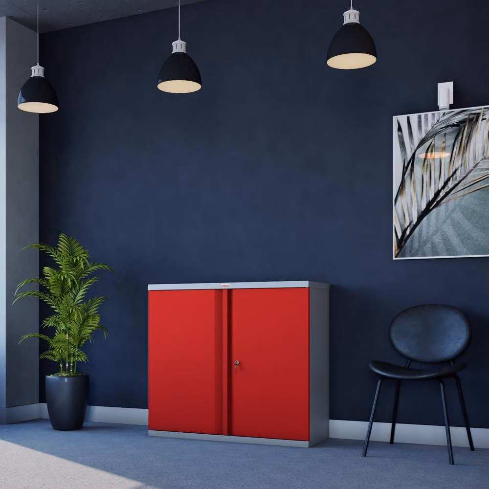 Phoenix Safe Company Red Stationery Cupboard with Key Lock and Adjustable Shelves, SC1010GRK – 2