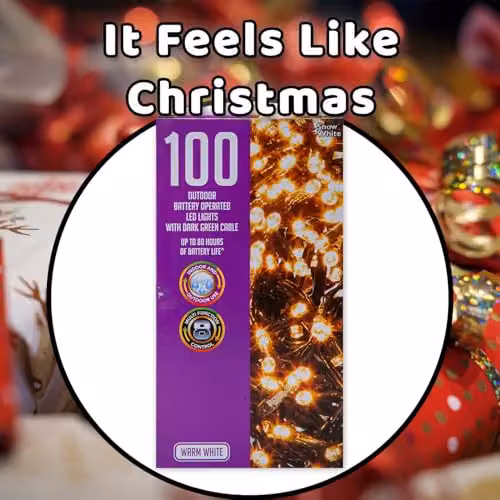 VFM e-Store Warm White Christmas String Lights with 100 Bulbs in White – 7