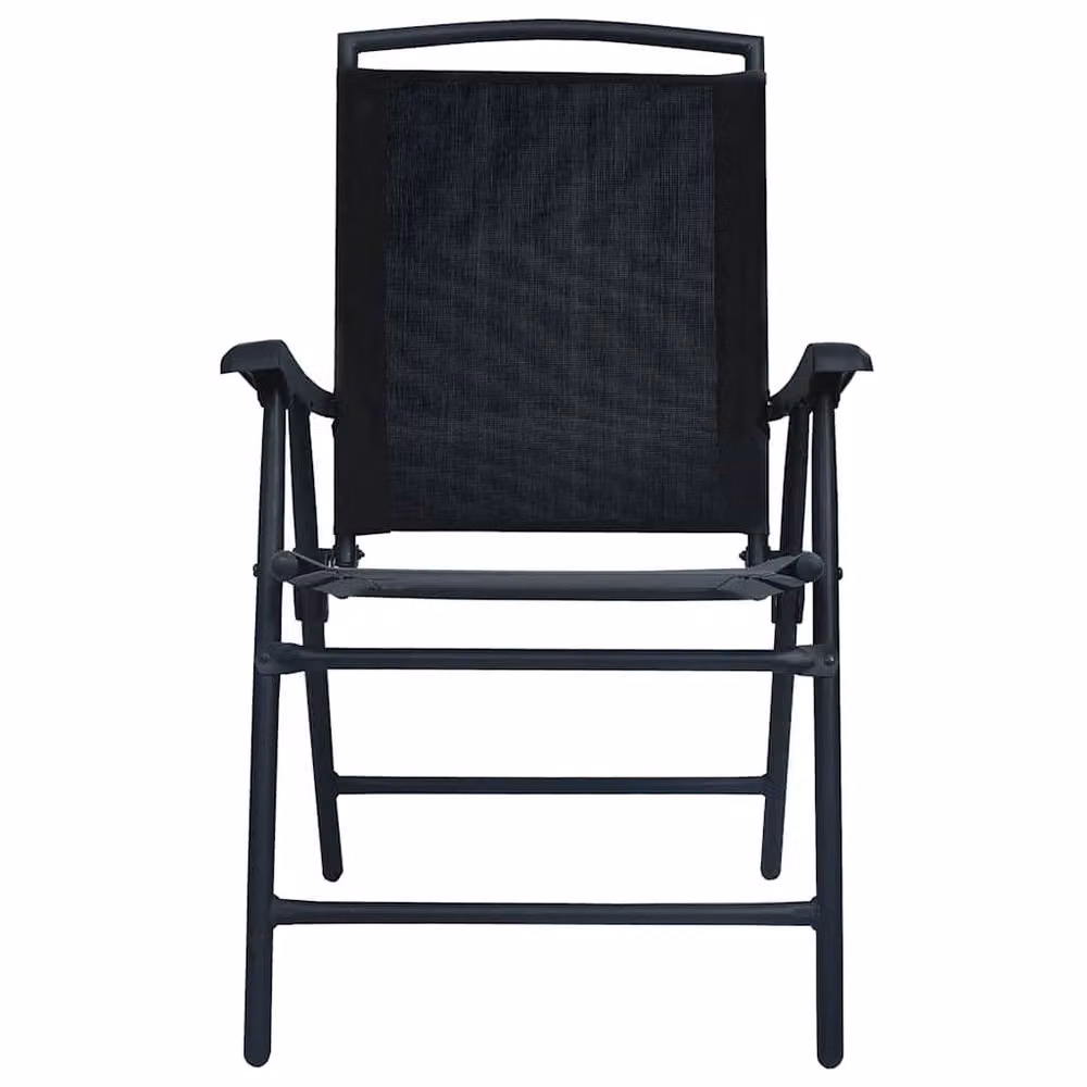 Berkfield Home Set of 2 Folding Garden Chairs in Black Texilene with Metal Frame – 3