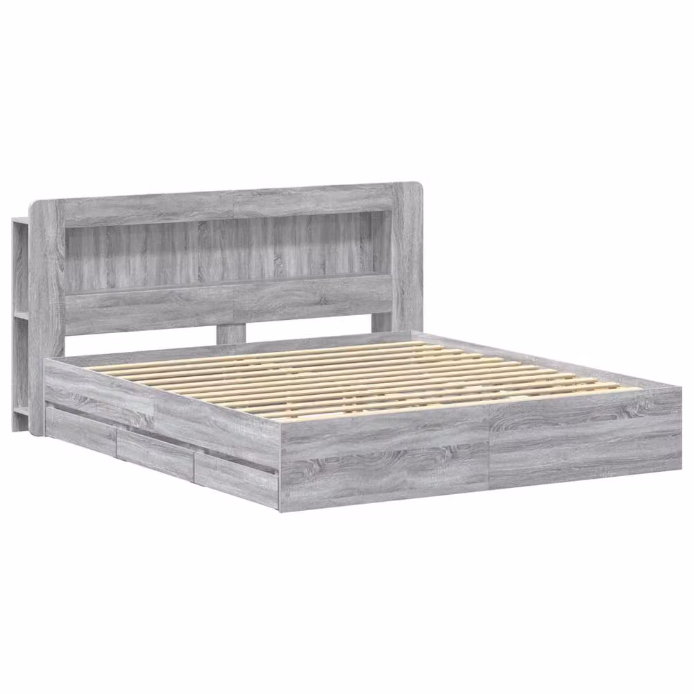 Berkfield Home Modern Bed Frame with Storage Drawers in Grey Sonoma, Engineered Wood, 200 x 200 cm – 2
