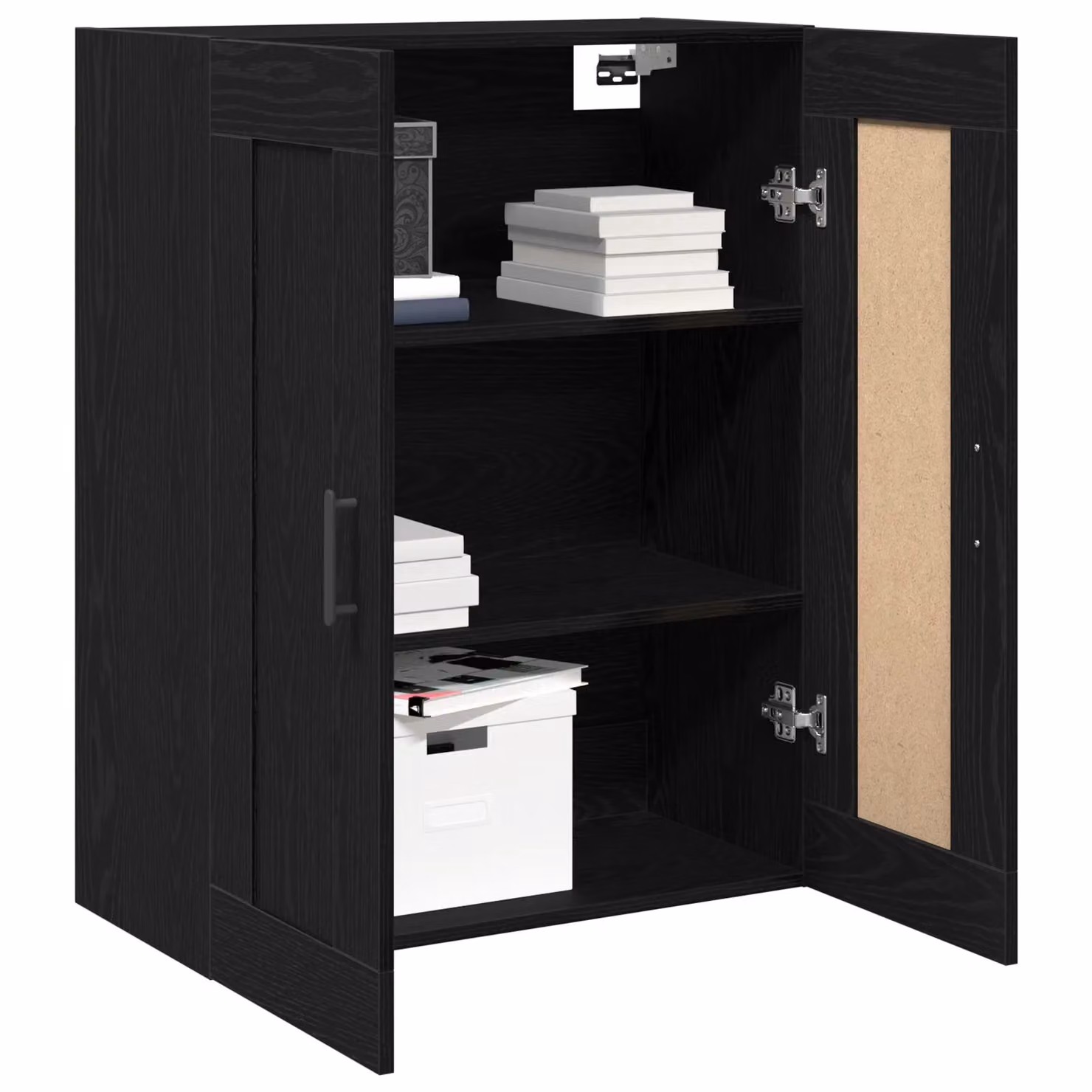 Berkfield Home Black Oak Highboard with Hinged Doors and Internal Shelves, W: 69.5 cm, D: 34 cm, H: 90 cm – 3