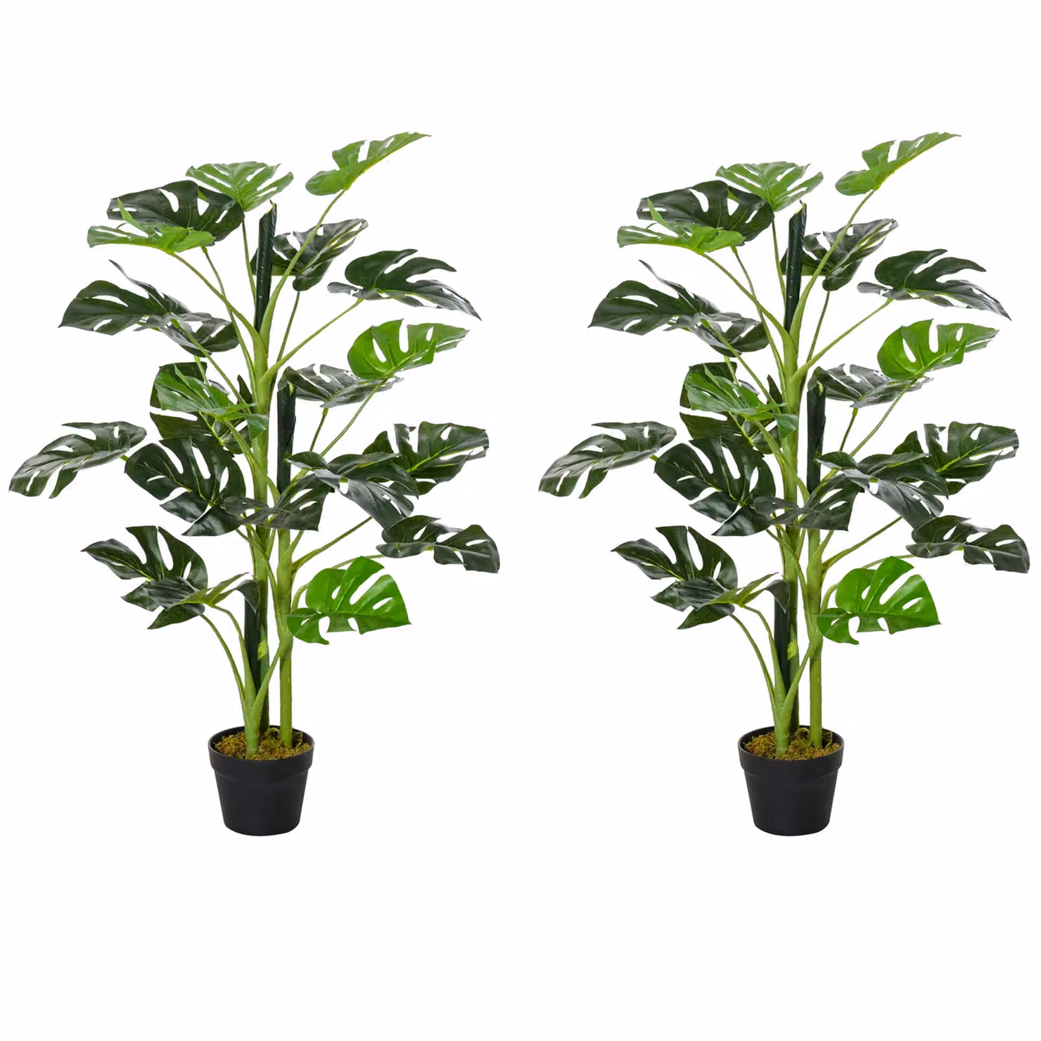 OUTSUNNY Green Artificial Monstera Tree in Pot for Indoor and Outdoor Use, Height: 100 cm – 2