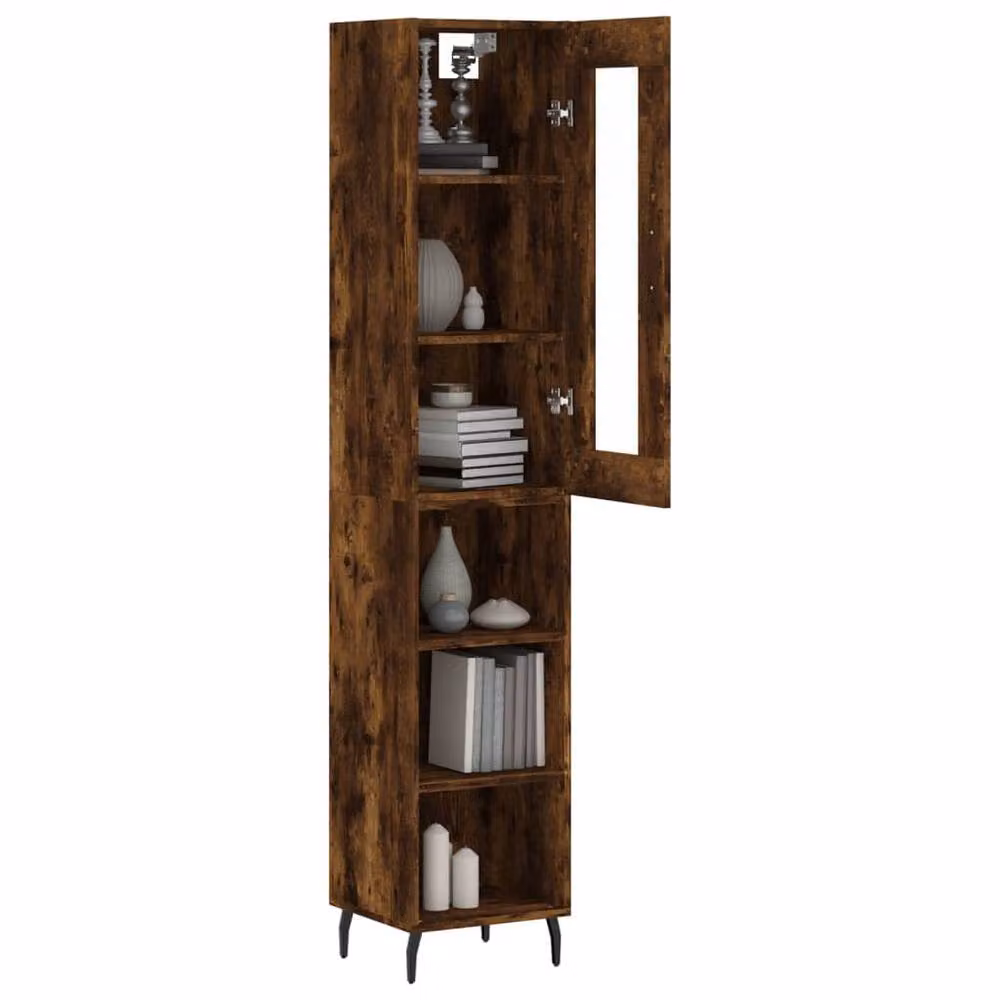 Berkfield Home Smoked Oak Highboard in Brown, W/D/H: 34.5 x 34 x 180 cm – 3