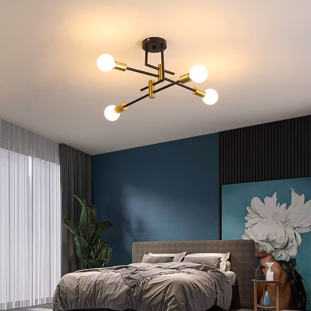 Goeco Vintage Industrial E27 Ceiling Light in Black – 3