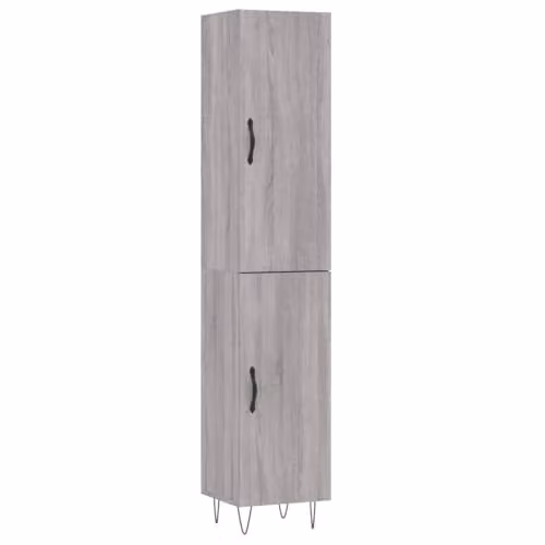 vidaXL Modern Grey Highboard with Hinged Doors and Internal Shelves, W/D/H: 34.5 x 34.0 x 180.0 cm