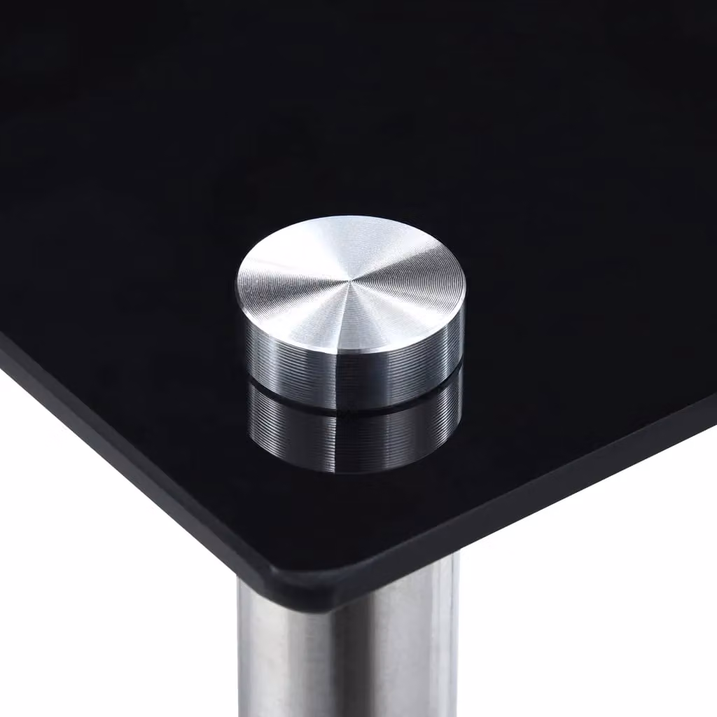 Berkfield Home Nesting Tables, 3 Piece Set with Black Tempered Glass and Metal, Modern Square Design – 2