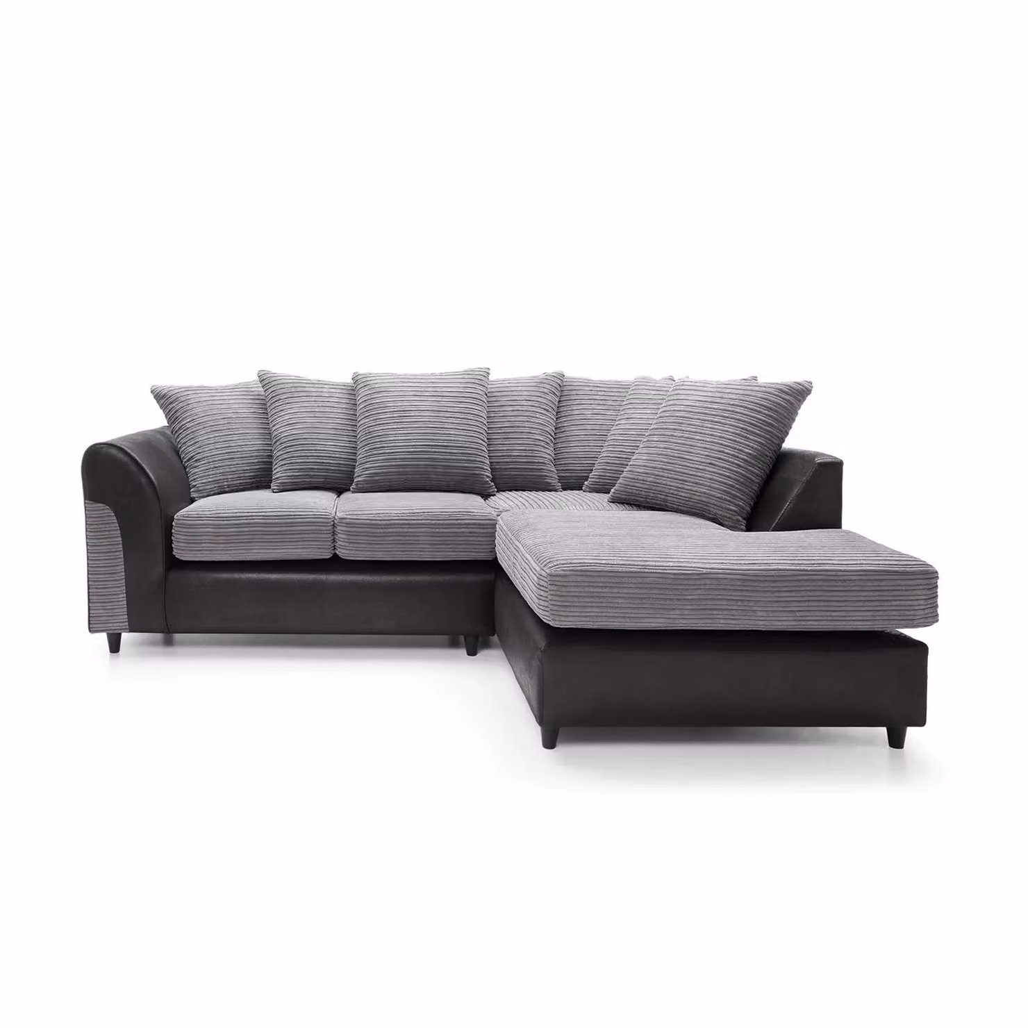 Abakus Direct Harvey Right Facing L-Shape Corner Sofa in Grey with Scatter Cushions and Removable Covers – 2
