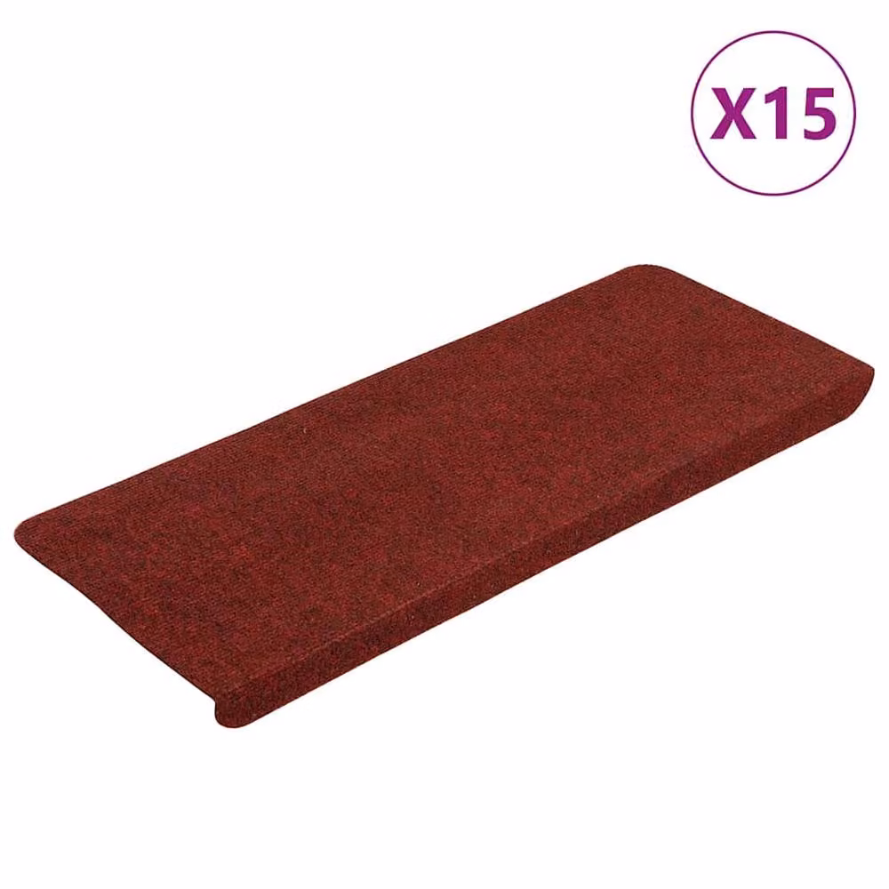 Berkfield Home Self-adhesive Non-slip Stair Mats, Red, 15 Pieces, W/D/H: 65 x 24.5 x 3.5 cm – 2