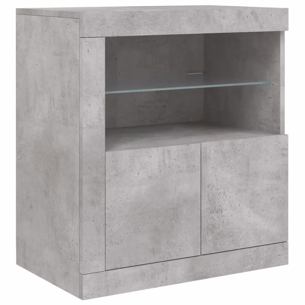 Berkfield Home Modern Sideboard with LED Lights in Concrete Grey, W: 181.5 cm, D: 37 cm, H: 67 cm – 5