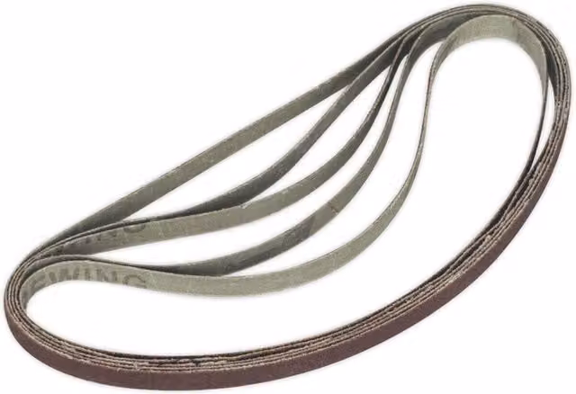 Loops 5 Pack 120 Grit Aluminium Oxide Slim Detail Sanding Belts, W: 0.8 cm, L: 45.6 cm, Multicolour/Brown
