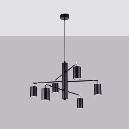 SOLLUX LEMMI 6 Chandelier Black Modern Metal Suspended Lighting Fixture for Living Rooms, W/D/H: 77 x 77 x 125 cm – 2