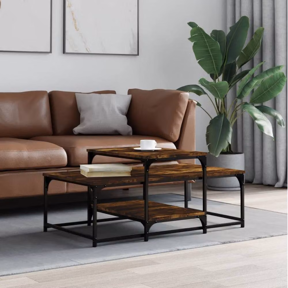 Berkfield Home Decorative Coffee Table in Smoked Oak Brown, W/D/H: 102 x 60 x 45 cm – 2
