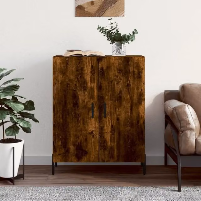 Berkfield Home Smoked Oak Sideboard in Brown, W/D/H: 69.5 x 34 x 90 cm