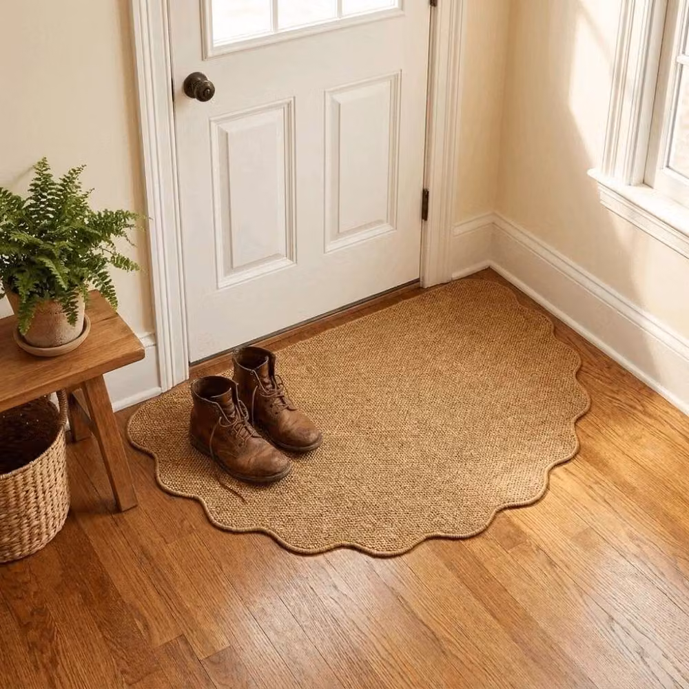 FLAVORA Brown Irregular Custom Shape Dirt Repellent Entrance Door Mat, W/D: 100 x 100 cm – 3