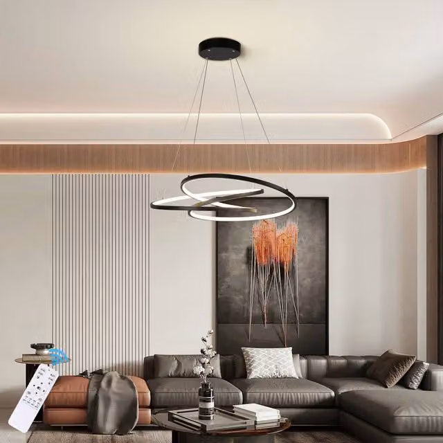 NIVOR Adjustable Linear LED Chandelier Black Metal Pendant Light