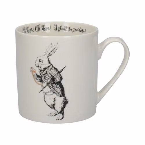 V&A Alice in Wonderland White Rabbit Bone China Mug in White and Gold, 350 ml – 1