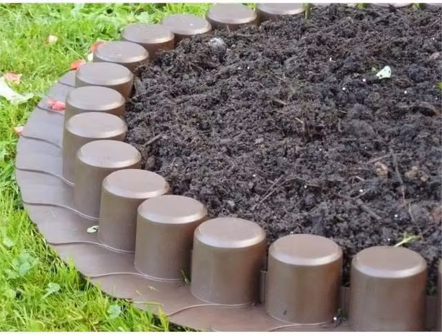 Prosperplast Brown Plastic Palisade Garden Edging Border 4.05m – 1